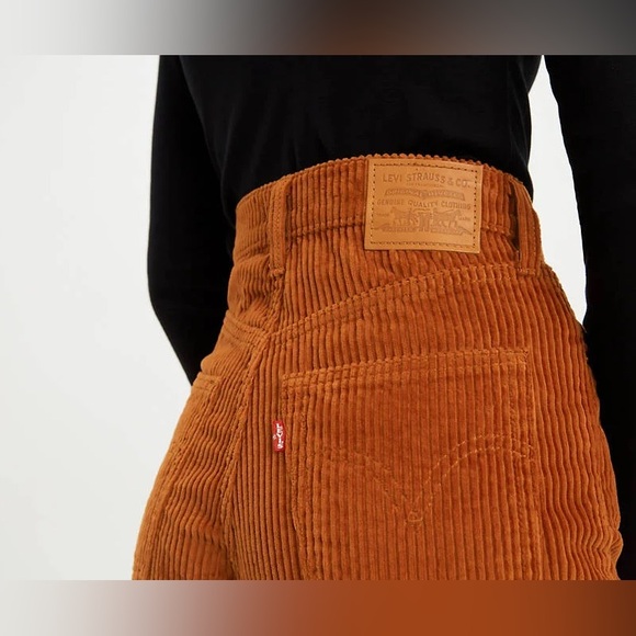 Levi's Ribcage Wide Leg Super High Rise Wide-Wale Corduroy Pants • Brown • 25 2 - Picture 12 of 15